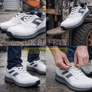 55 + น้ำหนักเบา รองเท้าเซฟตี้สีขาว SPORT DESIGN หัว composite กันไฟฟ้าสถิตย์