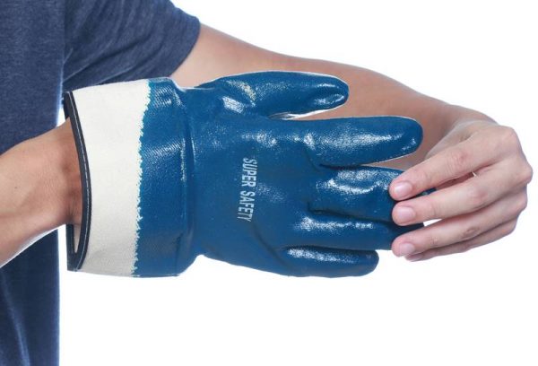 (8) ถุงมือเคลือบไนไตรเต็มฝ่ามือขอบเซฟตี้ รุ่น NI175 กันน้ำมัน กันกระแทก กันบาด ทั้งหน้าและหลังมือ