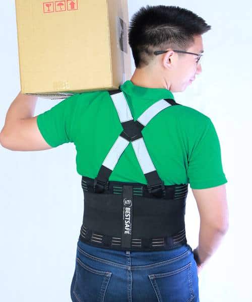 เข็มขัดพยุงหลัง Best Backsupport อย่างดี (เสริมแถบสะท้อนแสง) แถบกว้าง lock 2 ชั้น