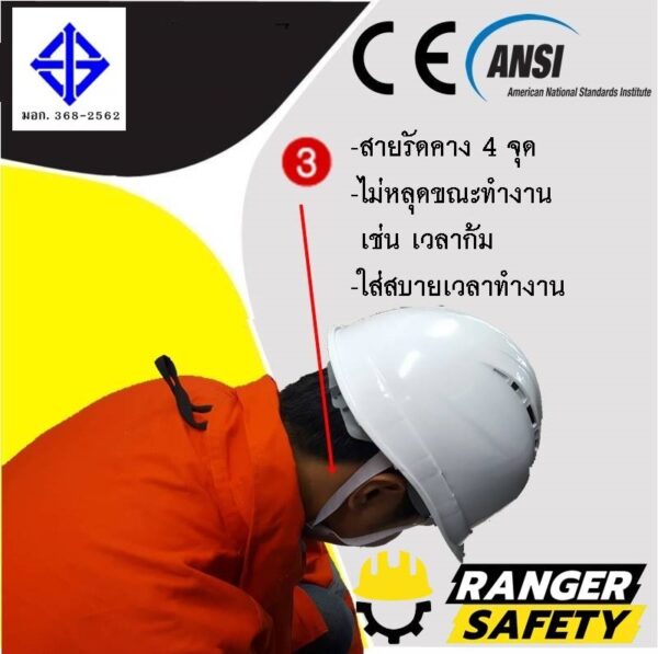 Extra-cool-1-3 RANGER SAFETY หมวกเซฟตี้ มอก ปรับหมุน สายไนล่อน 4 จุด (มีทุกสี) มีรูระบาย มอก 368-2562