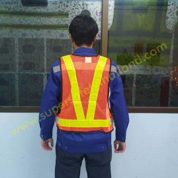 เสื้อจราจร (2) เสื้อสะท้อนแสง เสื้อกั๊กสะท้อนแสง คุณภาพสูง ทรง V รุ่น Best Vest 02