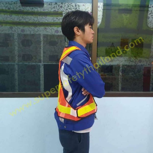 เสื้อจราจร (3) เสื้อสะท้อนแสง เสื้อกั๊กสะท้อนแสง คุณภาพสูง ทรง V รุ่น Best Vest 02