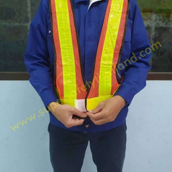 เสื้อจราจร เสื้อสะท้อนแสง เสื้อสะท้อนแสง เสื้อกั๊กสะท้อนแสง คุณภาพสูง ทรง V รุ่น Best Vest 02