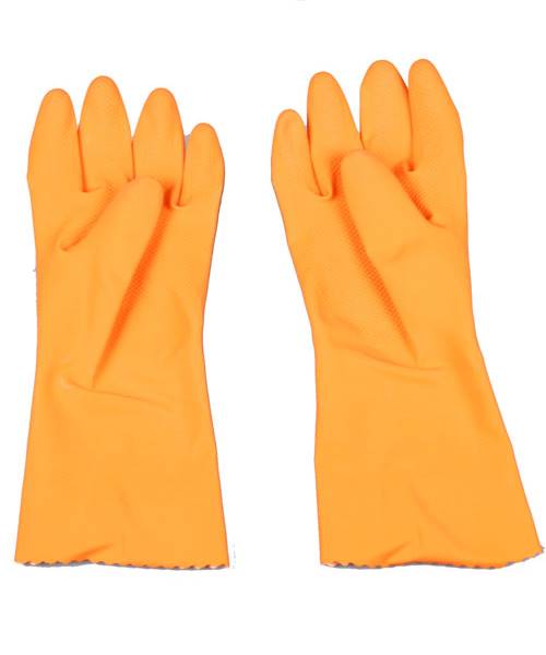 ถุงมือยางส้มรุ่นหนาพิเศษ กระชับ มีซับใน รุ่น Extra heavy glove