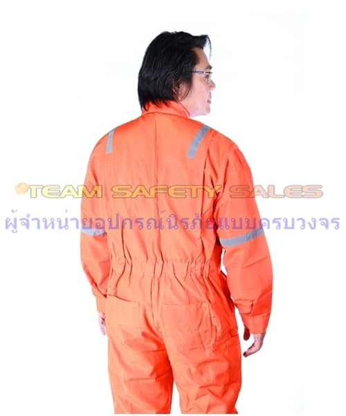 ชุดหมี-2 ชุดหมี ชุดช่าง เสริมแถบสะท้อนแสงสีส้ม