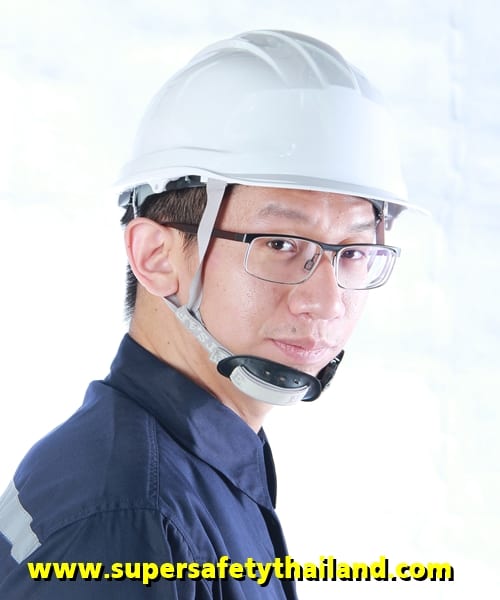 หมวกเซฟตี้ (2) หมวกเซฟตี้อย่างดีสายรัดคาง 4 จุดพร้อมแผ่นรองคาง รุ่น PREMIUM HELMET กันไฟฟ้า กันความร้อนสูง