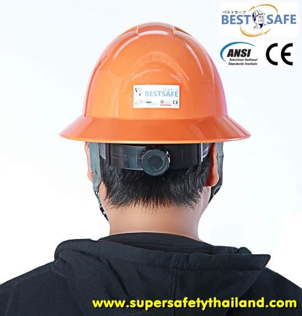 หมวกเซฟตี้ (3) หมวกเซฟตี้นิรภัยปีกรอบสีส้ม สำหรับวิศวกรรม ช่างไฟฟ้า งานหนัก กันไฟฟ้าได้ 20,000V มาตรฐาน ANSI (USA)