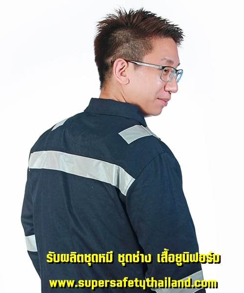 รับผลิตชุดหมี ชุดช่าง เสื้อยูนิฟอร์ม (3) - Copy เสื้อ Jacket สำหรับใส่ทำงานเพื่อความปลอดภัย สีกรม