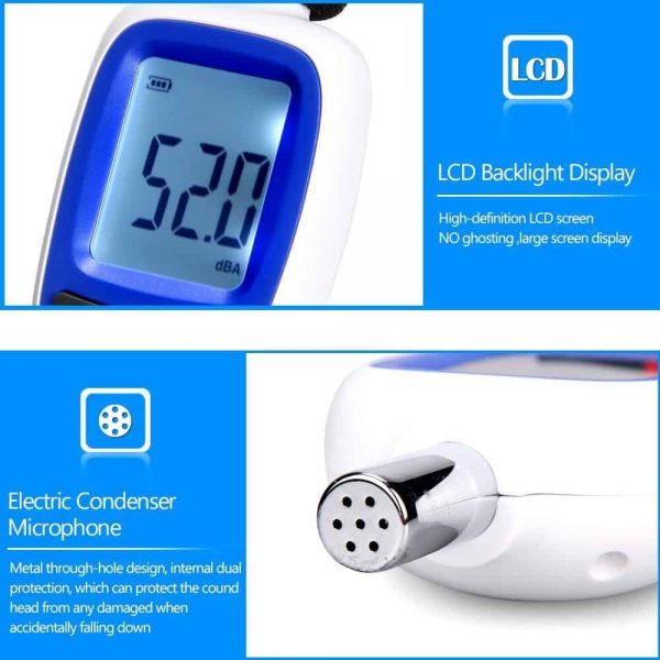 เครื่องวัดเสียง (4) เครื่องวัดเสียง มิเตอร์วัดเสียง มิเตอร์วัดความดัง เครื่องวัดเสียง LCD Digital 30-130 db in Decibels