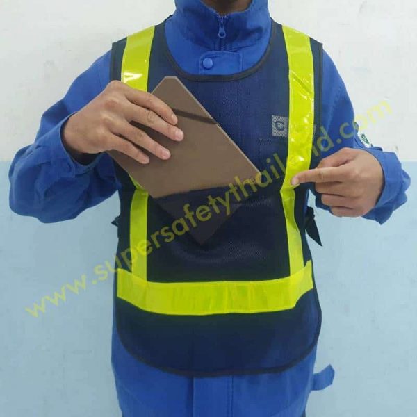 เสื้อจราจร (2) เสื้อสะท้อนแสง เสื้อกั๊กสะท้อนแสง แบบมีกระเป๋า
