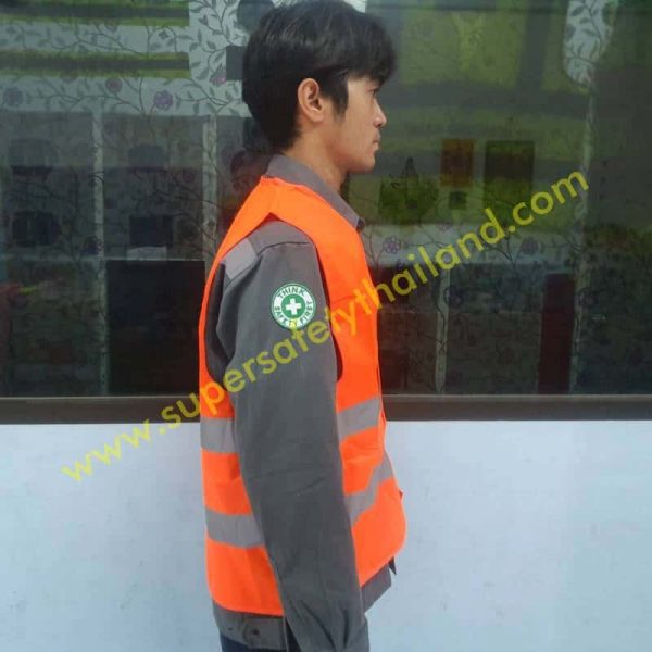 เสื้อจราจร (3) เสื้อสะท้อนแสง เสื้อกั๊กสะท้อนแสง คุณภาพสูงระบายอากาศดี สีส้ม