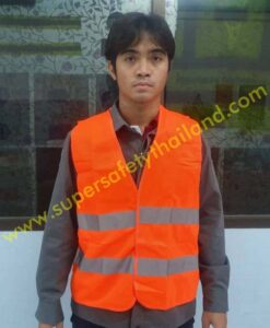 เสื้อสะท้อนแสง เสื้อกั๊กสะท้อนแสง คุณภาพสูงระบายอากาศดี สีส้ม