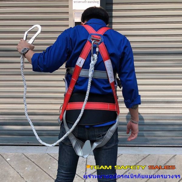 S__81149956 ชุดกันตกจากที่สูง D-Ring 6 จุด พร้อมเบาะลดความเมื่อยล้า พร้อมเชือกเดียว (หมด)