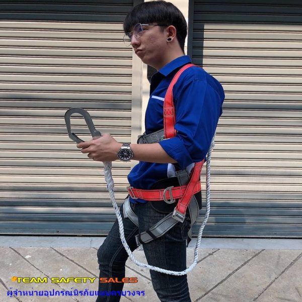 S__81149957 ชุดกันตกจากที่สูง D-Ring 6 จุด พร้อมเบาะลดความเมื่อยล้า พร้อมเชือกเดียว (หมด)