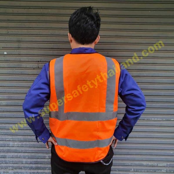 เสื้อสะท้อนแสง (2) เสื้อสะท้อนแสง เสื้อกั๊กสะท้อนแสง วิศวกรรม สีส้ม