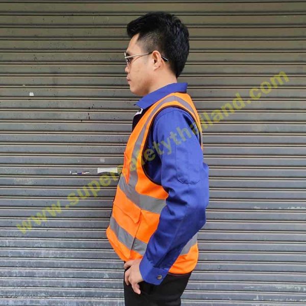 เสื้อสะท้อนแสง (3) เสื้อสะท้อนแสง เสื้อกั๊กสะท้อนแสง วิศวกรรม สีส้ม