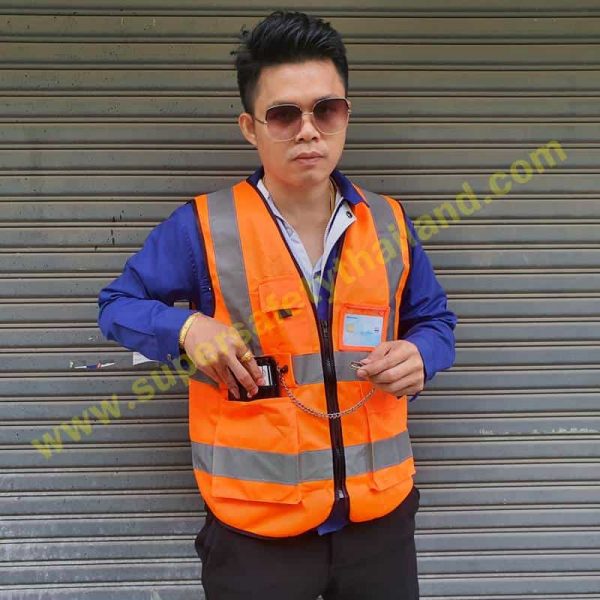 เสื้อสะท้อนแสง (5) เสื้อสะท้อนแสง เสื้อกั๊กสะท้อนแสง วิศวกรรม สีส้ม