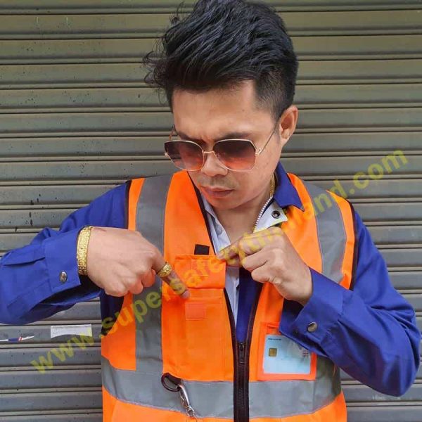 เสื้อสะท้อนแสง (8) เสื้อสะท้อนแสง เสื้อกั๊กสะท้อนแสง วิศวกรรม สีส้ม