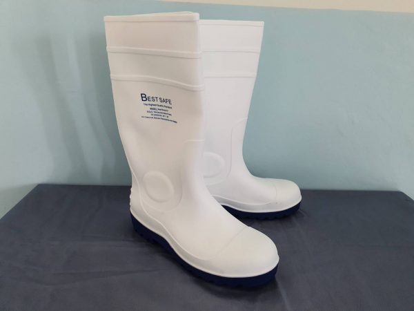 535770 รองเท้าบูทยางหัวเหล็ก สีขาว หัวเหล็ก พื้นเหล็ก