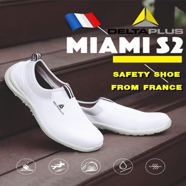 รองเท้าเซฟตี้จากฝรั่งเศสสีขาว รุ่น Miami-White ล้าง Stock (หมด)