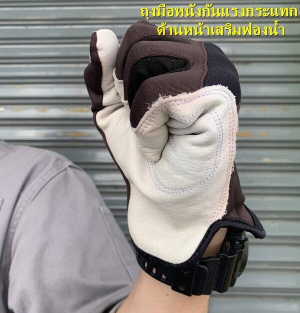 ถุงมือกันแรงกระแทกแบบหนัง กันแรงกระแทกที่ผ่ามือและกระชับสูง
