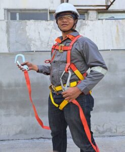+ ชุดกันตก พร้อมสายตะขอคู่ 2 ตะขอ 3 D-ring มีสายคาดอกและเอว