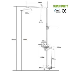 อ่างล้างตาฉุกเฉินพร้อมชุดฝักบัว แสตนเลส 304 SUPERSAFETY SS-S-150 ดึง ผลัก เหยียบ ครบฟังก์ชั่น พร้อมส่ง